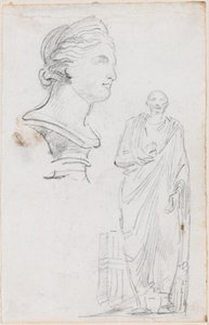 ローマ人女性の胸像とローマ人男性像