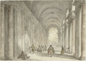 ローマのヴィラ アルバーニのカジノの列柱 ローマのヴィラ アルバーニのカジノ前の列柱を見る 作： Hubert Robert