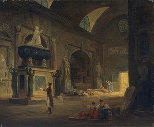 モニュメント博物館の部屋。 1800年頃 作： Hubert Robert