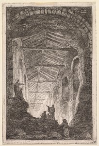 ローマの夜：アンティークギャラリー、1763-1764。 作： Hubert Robert