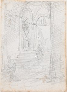 記念碑的な内部階段の人物 [直訳] 作： Hubert Robert