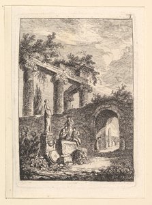 Ruins.ndの前の像 作： Hubert Robert