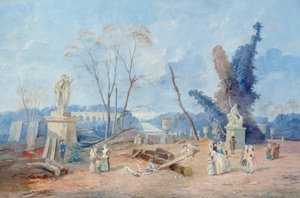 ベルサイユグリーンカーペット（紙にガッシュとトイレ） 作： Hubert Robert