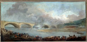 1772年9月22日に行われたヌイリー橋の解体作業 ユベール・ロベール（1733-1808）による絵画 1772年 日1,13x1,95 m パリ、カルナヴァレ博物館 作： Hubert Robert