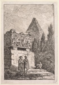 ローマの夕べ: 石棺 作： Hubert Robert