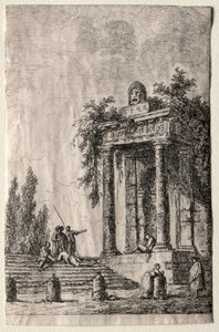 ローマの夜：階段、1763年。 作： Hubert Robert