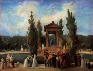 チュイルリー宮殿にジャン・ジャック・ルソーの記念碑を建てる 10月10日 作： Hubert Robert
