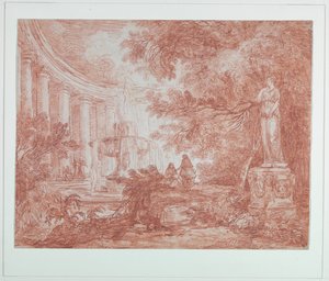 噴水と像のある公園 作： Hubert Robert