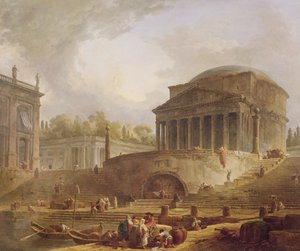 ローマのポルトディリペッタ、パンテオン、建築のタブロー、1766 作： Hubert Robert