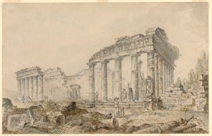 ミネルヴァ神殿、アテネ、ギリシャ 作： Hubert Robert