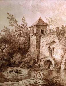 The Bathers (sanguine on paper) 作： Hubert Robert