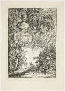 バスト、ローマの夕べからプレート 2 作： Hubert Robert