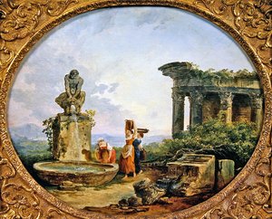 泉」（油彩・キャンバス） 作： Hubert Robert
