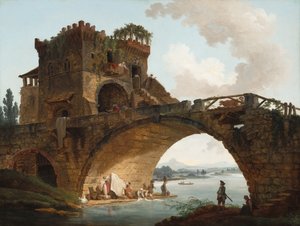 サラリオ橋、c。 1775年。 作： Hubert Robert