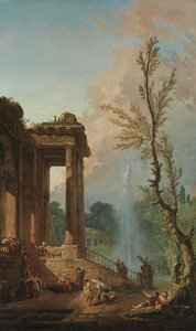 カントリーマンションのポーチコ、1773年。 作： Hubert Robert