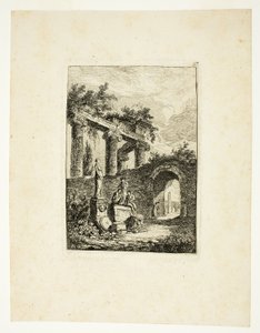 ローマ・ソワレ』より「廃墟の前の彫像」、3枚目 作： Hubert Robert