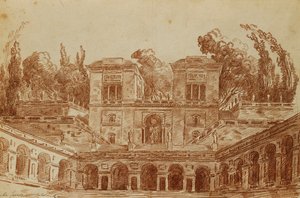 ヴィラファルネーゼ、ローマ、 作： Hubert Robert