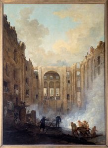 パレ・ロワイヤル（パリ）のオペラ座の火事。ユベール・ロベール（1733-1808）による絵画