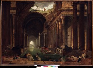 温泉 (Thermae)。 ヒューバート ロバート (1733-1808) の絵画、キャンバスに油彩 作： Hubert Robert