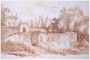 ヴィラマッテイの庭園の眺め 作： Hubert Robert