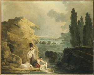 カスケードによるウォッシャーウーマン 作： Hubert Robert