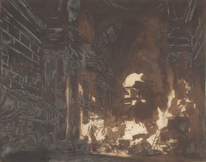 台無しにされたギャラリーのウォッシャーウーマン、カリフォルニア州。 1760年。 作： Hubert Robert