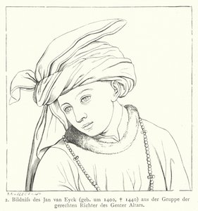 ヤン・ファン・エイクの「ヘント祭壇画」に描かれた正義の審判の一つ 作： Hubert and Jan van  Eyck