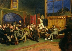 スタジオでの学生との夜、1886 作： Hubert von Herkomer