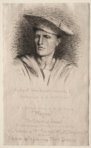 若い男の頭、1881年。 作： Hubert von Herkomer