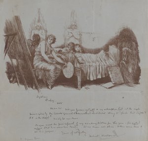 ヒューバート・フォン・ヘルコマーからトーマス・アグニューへのベネフィット・ディナーへの招待、1877-78年。 作： Hubert von Herkomer