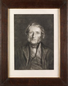 ラスキンの肖像（メゾチント 作： Hubert von Herkomer