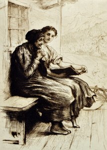 慰めの言葉、1879年頃（エッチング） 作： Hubert von Herkomer