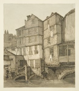 フロム、1823年のクリスマス橋に向かって上流を見ている 作： Hugh ONeill
