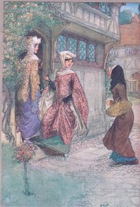 私たちと一緒に行き、1910年のウィンザーの陽気な妻たちのイラストを見てください。 作： Hugh Thomson