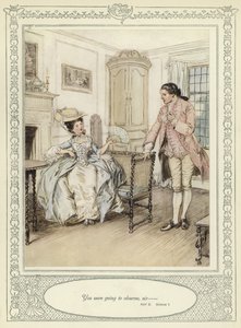 ゴールドスミスの彼女が征服するためにかがむイラスト 作： Hugh Thomson
