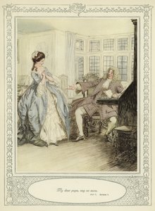 ゴールドスミスの彼女が征服するためにかがむイラスト 作： Hugh Thomson