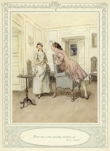 ゴールドスミスの彼女が征服するためにかがむイラスト 作： Hugh Thomson