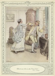 ゴールドスミスの彼女が征服するためにかがむイラスト 作： Hugh Thomson