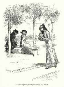 ジェーン・オースティンの「ノーサンガー・アビー」のイラスト（リトグラフ 作： Hugh Thomson