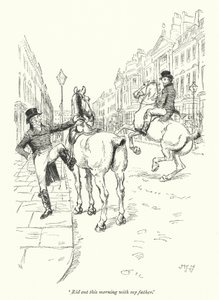 ジェーン・オースティンの「ノーサンガー・アビー」の挿絵（リトグラフ）。 作： Hugh Thomson