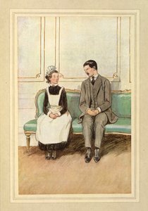 ローム卿と侍女が座っている、J. M. バリーの「立派なクリクトン」より 作： Hugh Thomson