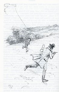 "凧を揚げるナイトリーさん" 作： Hugh Thomson
