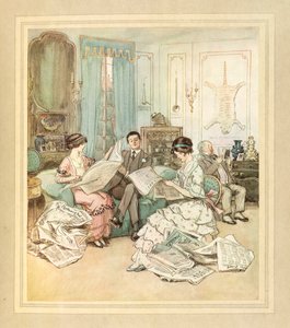 J. M. Barrie 著「The Admirable Crichton」より新聞を読む 作： Hugh Thomson