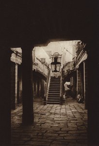 メキシコ：首都の旧市街にある典型的な家（モノクロ写真）