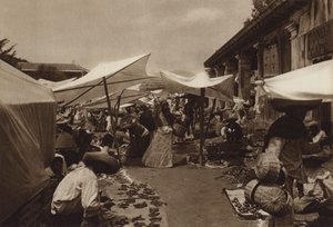 メキシコ：アメカメカの市場（モノクロ写真）