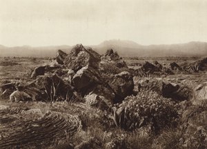 メキシコ：ペドレガル、サン・アンヘル付近の溶岩コリエンテ（モノクロ写真）