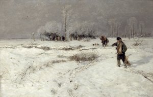 雪の中での狩猟 作： Hugo Muhlig