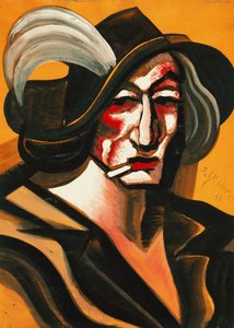 帽子をかぶった女性。 ダム ミット ハット 作： Hugo Scheiber