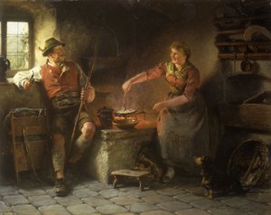 キッチンで、1901 作： Hugo Wilhelm Kauffman