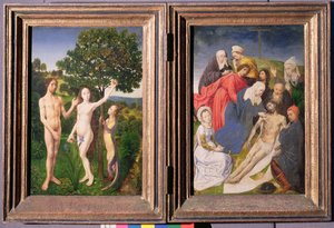 二部作：人間の堕落（アダムとイヴ、蛇とリンゴ）とイエスの十字架からの降下（1479年以降）